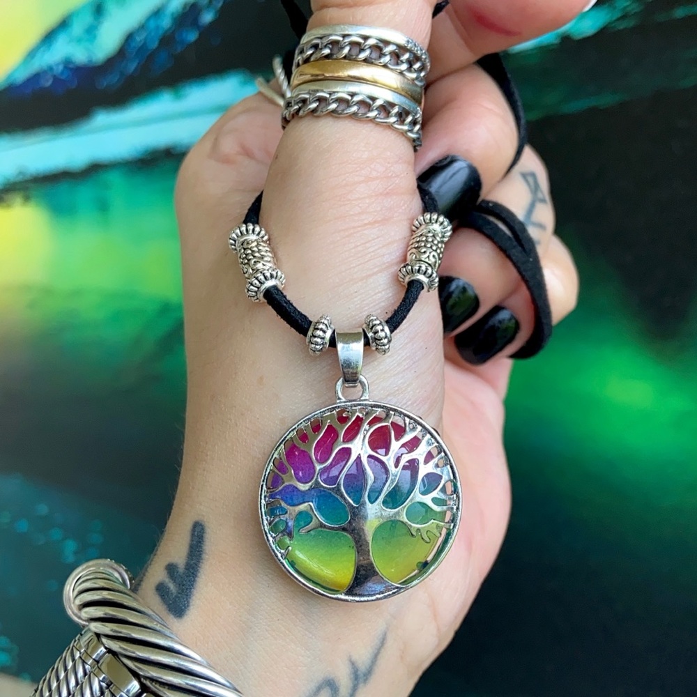 Tree of life boho suede adjustable choker necklace - Picture 2 of 8